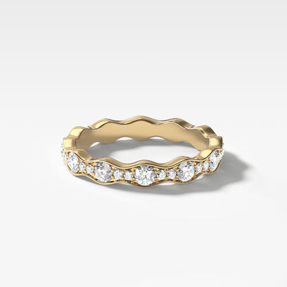 0.55 TCW Round CVD Diamond Pave Ripple Wedding Band