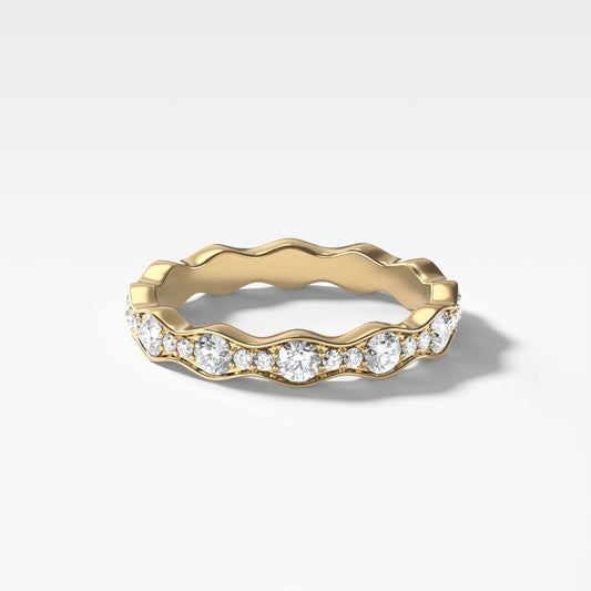 0.55 TCW Round CVD Diamond Pave Ripple Wedding Band