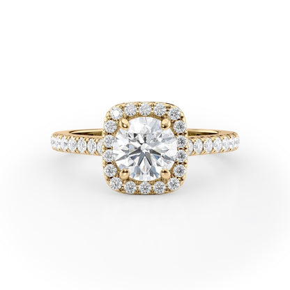 1 CT - 2 CT Round Cut Halo Pave Moissanite Engagement Ring