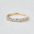 0.15 TCW Marquise Moissanite Cluster Pave Wedding Band