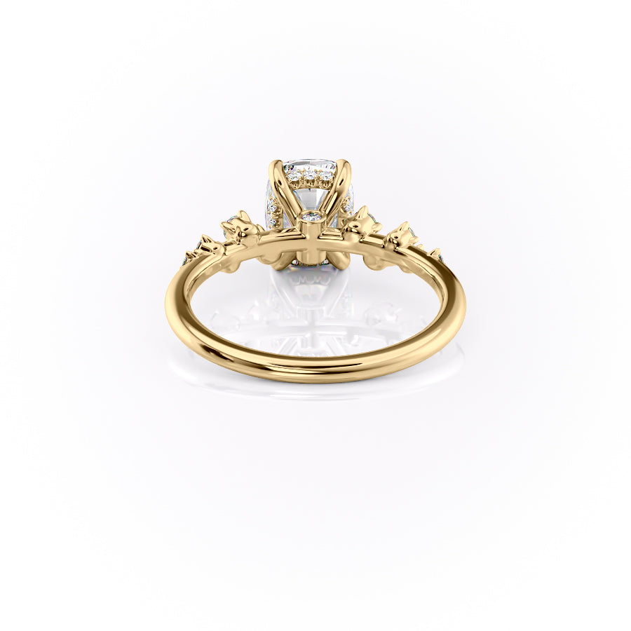 2 CT - 2.5 CT Elongated Cushion Cut Cluster Moissanite Engagement Ring