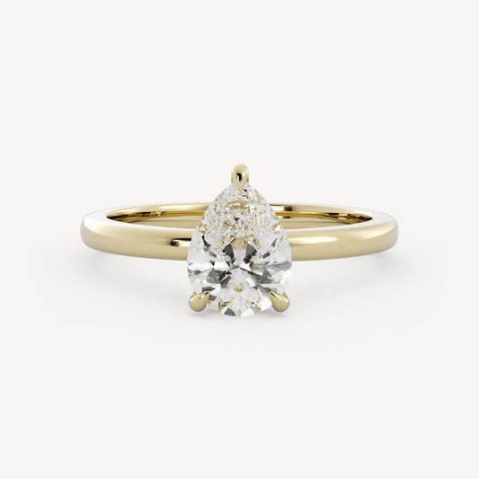 0.7 CT - 1.5 CT Pear Cut Lab grown Diamond Solitaire Engagement Ring