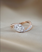 1.59 CT Oval Cut Lab grown Diamond Twisted Pave Engagement Ring