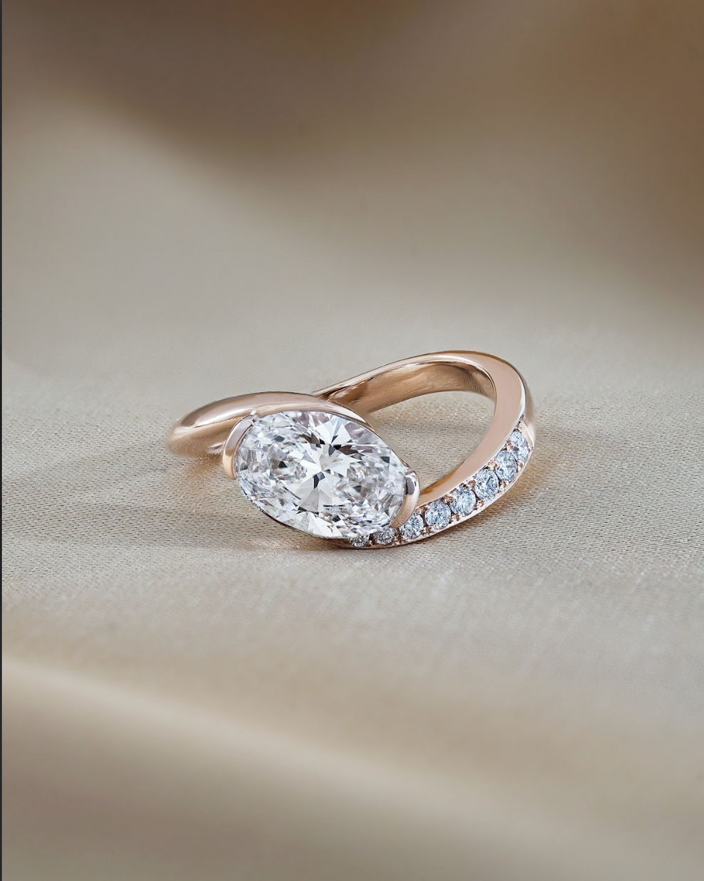 1.59 CT Oval Cut Lab grown Diamond Twisted Pave Engagement Ring