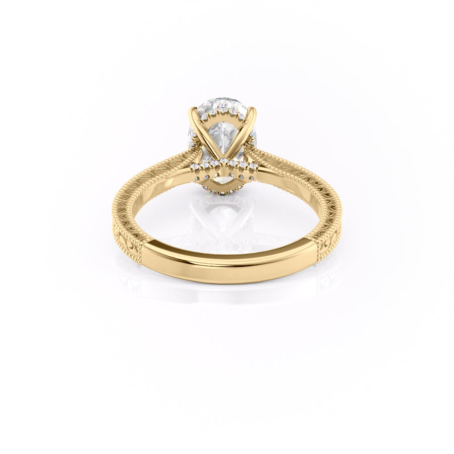 1.5 CT - 2.5 CT Oval Cut Hidden Halo Vintage Moissanite Engagement Ring