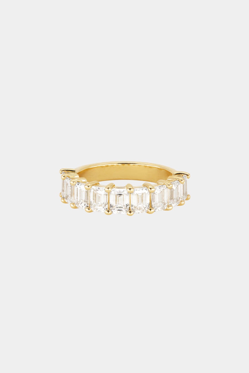1.1 TCW Emerald Moissanite Half Eternity Wedding Band