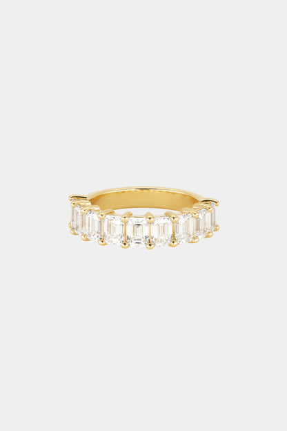 1.1 TCW Emerald Moissanite Half Eternity Wedding Band