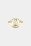 2.11 CT - 4.11 CT Emerald Cut Lab grown Diamond Bezel Solitaire Engagement Ring
