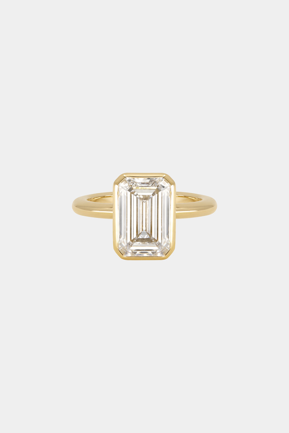 2.11 CT - 4.11 CT Emerald Cut Lab grown Diamond Bezel Solitaire Engagement Ring