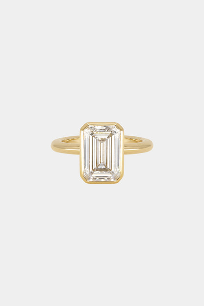 2.11 CT - 4.11 CT Emerald Cut Lab grown Diamond Bezel Solitaire Engagement Ring