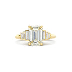 2.7 CT Emerald Cut Moissanite Cluster Engagement Ring