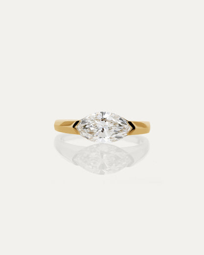 1 CT - 2 CT Marquise Cut Lab grown Diamond Tension Setting Solitaire Engagement Ring