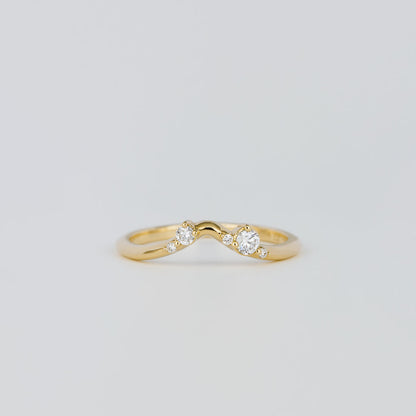 0.12 TCW Round CVD Diamond Curved Scattered Wedding Band