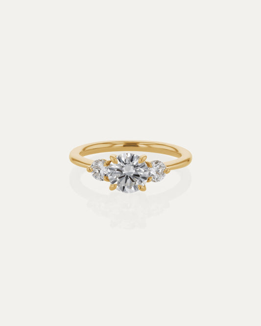 1 CT - 3 CT Round Cut Lab grown Diamond Three Stone Engagement Ring
