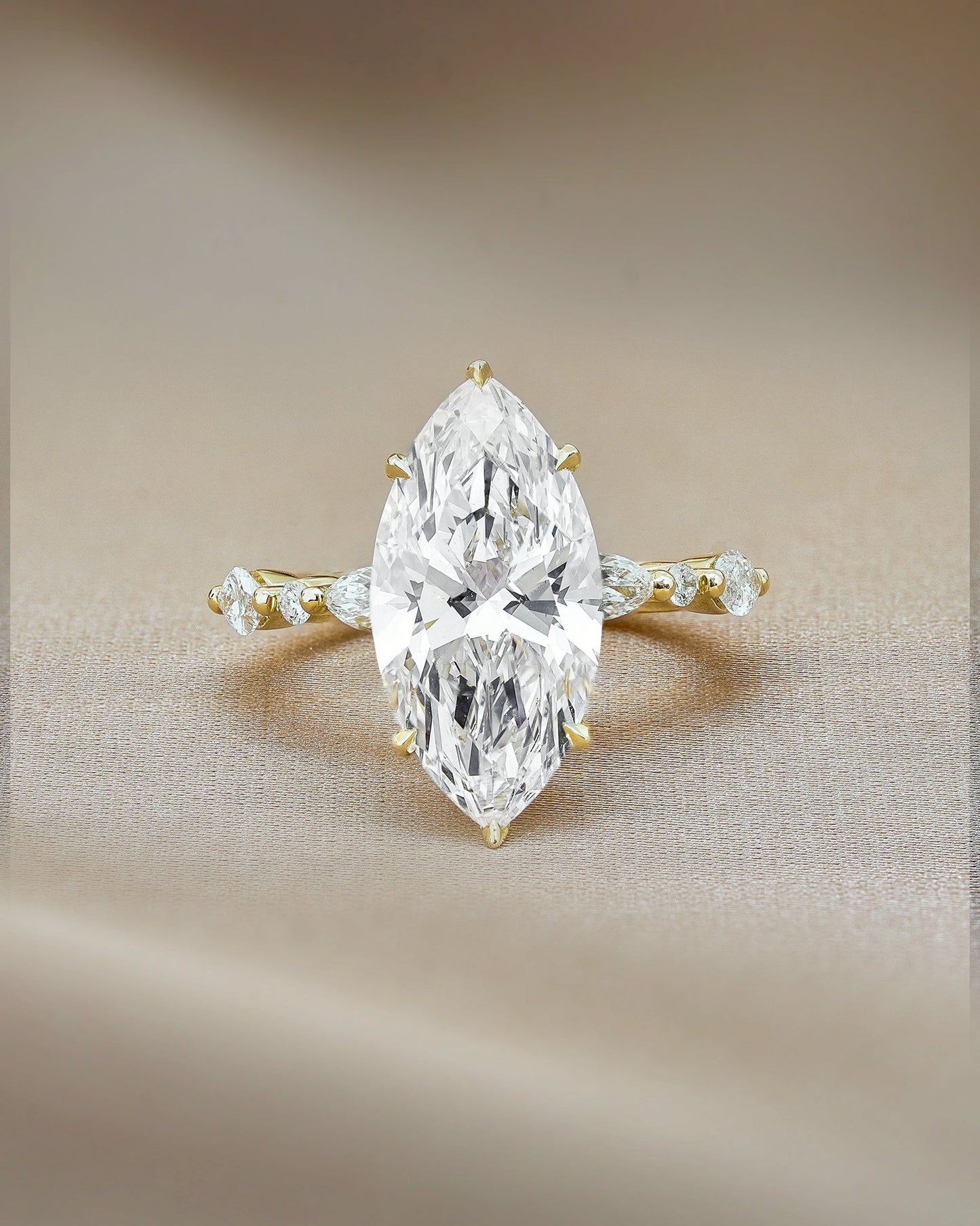 4 CT Marquise Cut Lab grown Diamond Hidden Halo Engagement Ring