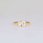 1.47 TCW Emerald & Pear Cut Lab grown Diamond Two Stone Engagement Ring