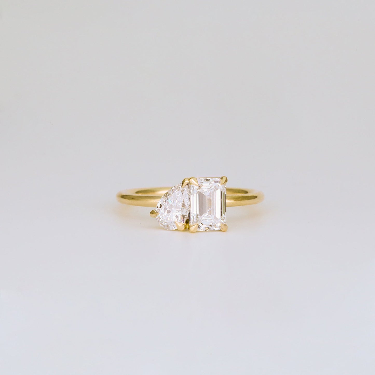 1.47 TCW Emerald & Pear Cut Lab grown Diamond Two Stone Engagement Ring