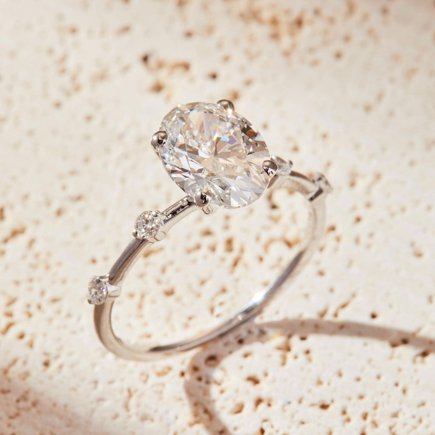 2 CT Oval Cut Dainty Moissanite Engagement Ring