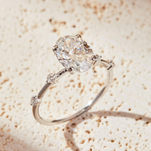 2 CT Oval Cut Dainty Moissanite Engagement Ring