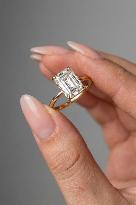 Emerald Cut Lab grown Diamond Solitaire Engagement Ring