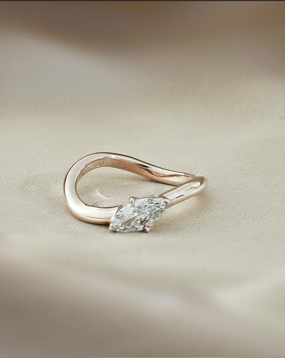 0.5 CT Marquise Cut Lab grown Diamond Curvy Engagement Ring