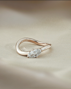 0.5 CT Marquise Cut Lab grown Diamond Curvy Engagement Ring