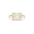1.5 CT Emerald Cut Moissanite Peacock Style Mosaic Engagement Ring