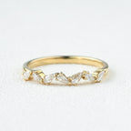 0.1 TCW Pear Moissanite Dainty Straight Wedding Band