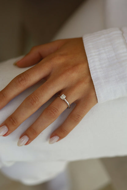 0.46 CT Radiant Cut Solitaire Moissanite Engagement Ring