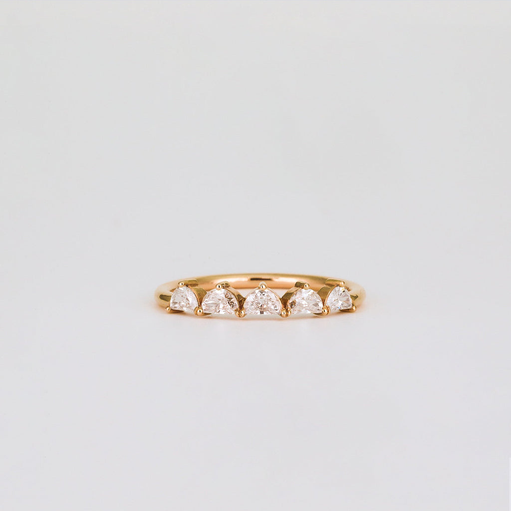 0.37 TCW Half Moon CVD Diamond Shared Prong Pave Wedding Band