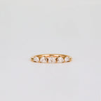 0.37 TCW Half Moon CVD Diamond Shared Prong Pave Wedding Band