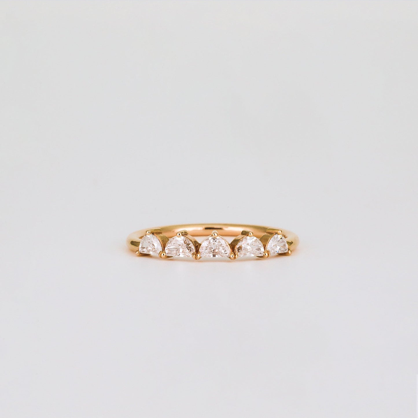 0.37 TCW Half Moon CVD Diamond Shared Prong Pave Wedding Band