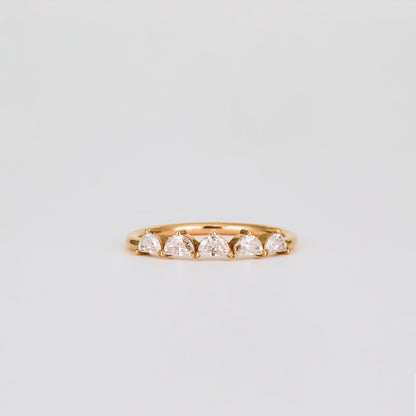 0.37 TCW Half Moon CVD Diamond Shared Prong Pave Wedding Band