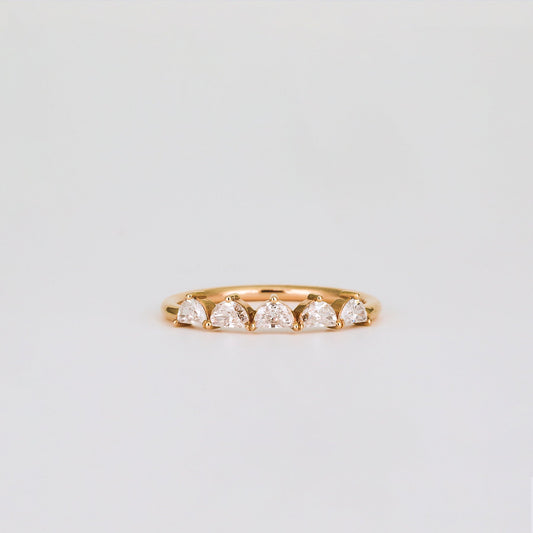 0.37 TCW Half Moon CVD Diamond Shared Prong Pave Wedding Band