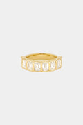 1.1 TCW Emerald Moissanite Bezel Set Half Eternity Wedding Band