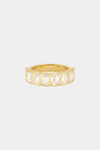 1.1 TCW Emerald Moissanite Bezel Set Half Eternity Wedding Band