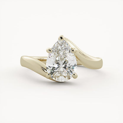 1.25 CT - 2.25 CT Pear Cut Lab grown Diamond Solitaire Engagement Ring