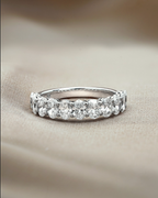 1.67 TCW Oval CVD Diamond Half Eternity with Shared Prong Wedding Band