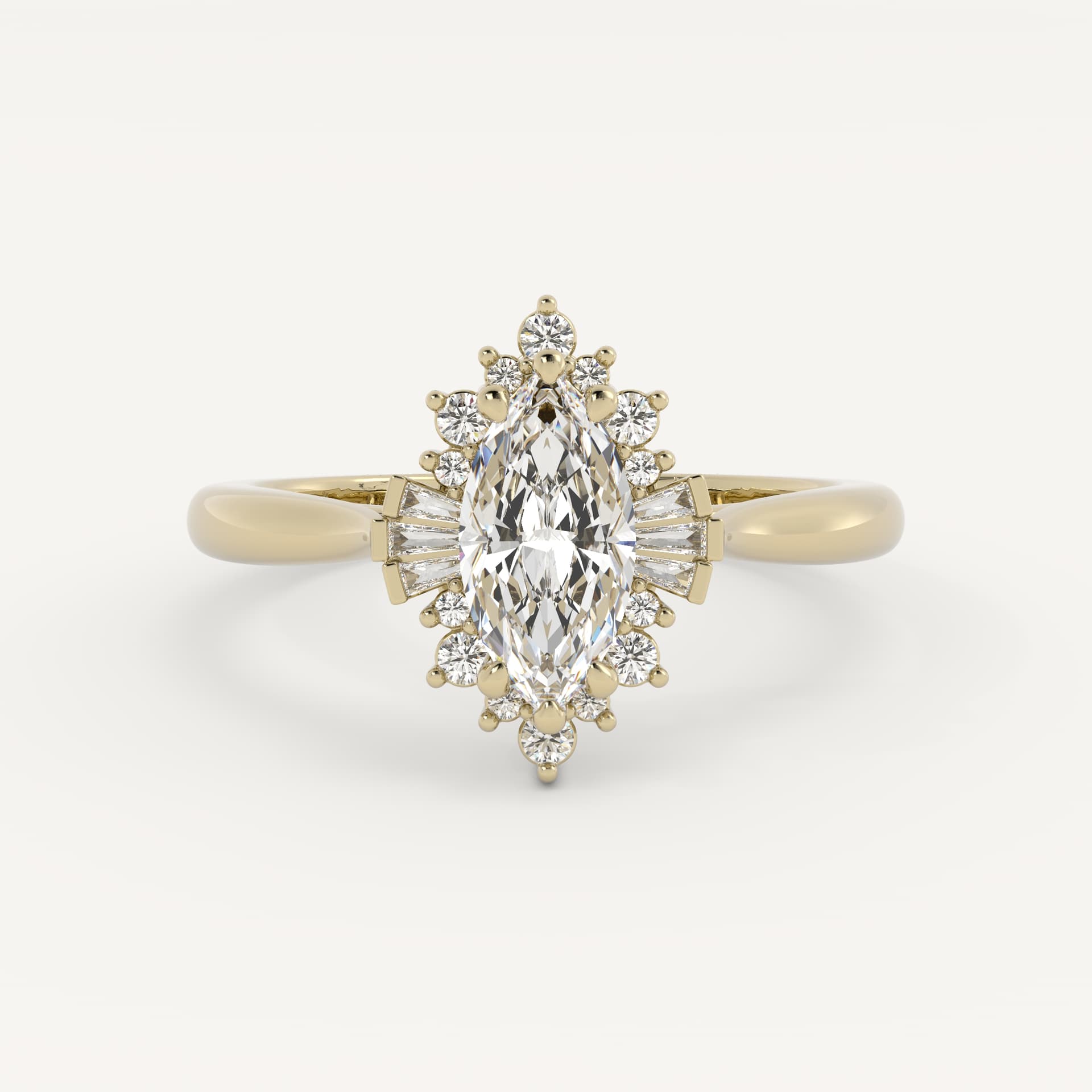 1 CT - 2.50 CT Marquise Cut Lab grown Diamond Halo Engagement Ring