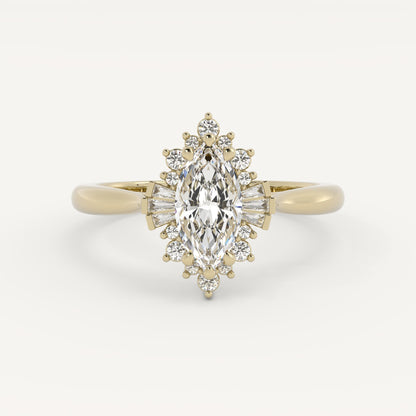 1 CT - 2.50 CT Marquise Cut Lab grown Diamond Halo Engagement Ring