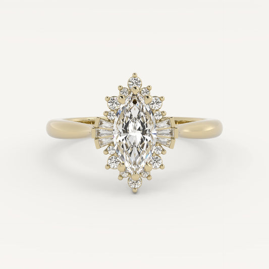 1 CT - 2.50 CT Marquise Cut Lab grown Diamond Halo Engagement Ring