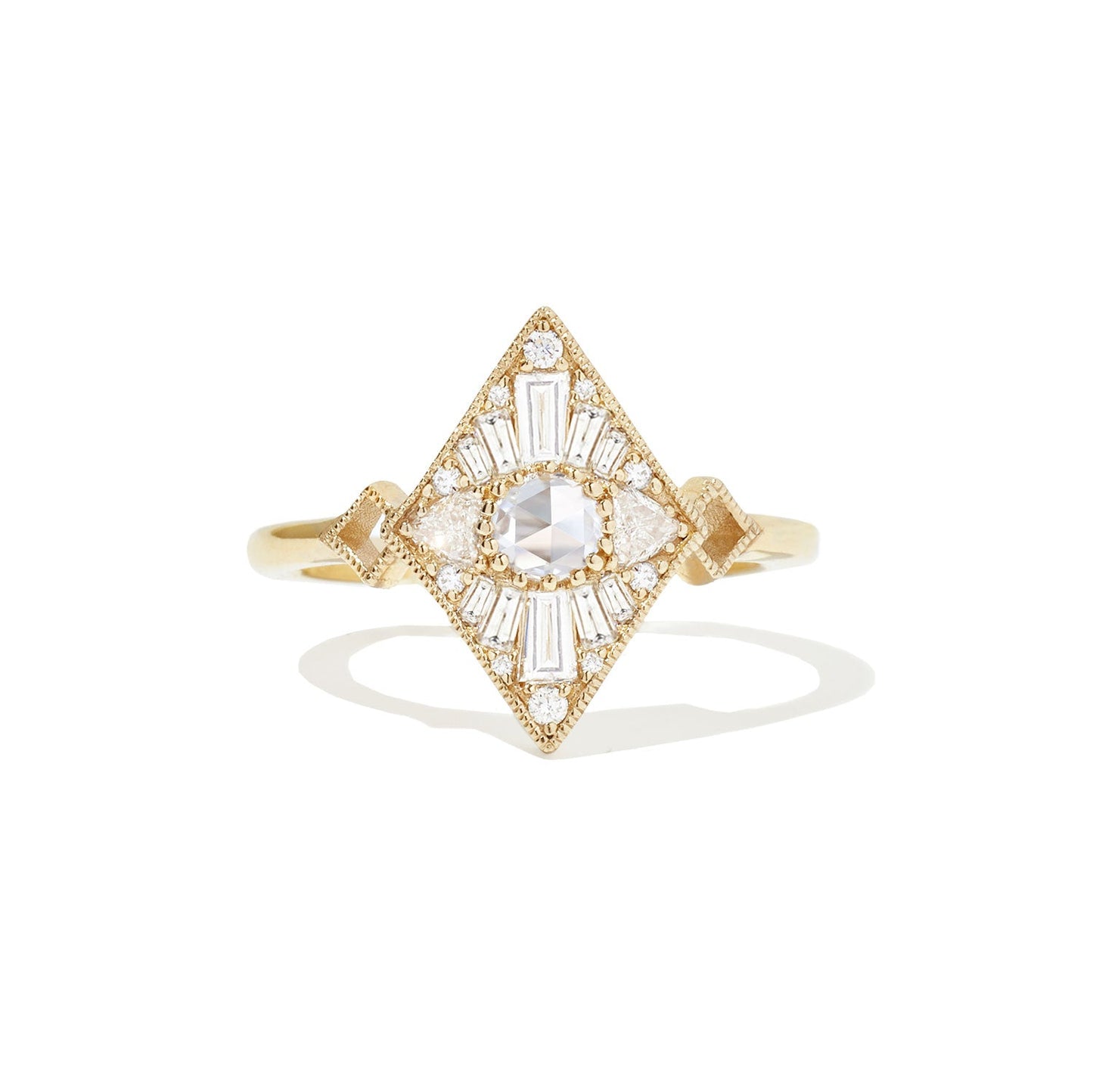 0.2 CT Round Cut Moissanite Mini Kite Shape Mosaic Engagement Ring