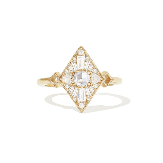 0.2 CT Round Cut Moissanite Mini Kite Shape Mosaic Engagement Ring