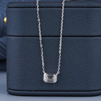 0.5 - 5.00 CT Emerald Cut Moissanite Diamond Bezel Pendant Necklace