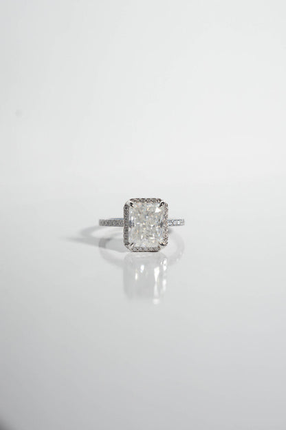 2.5 CT - 3.5 CT Radiant Cut Halo & Pave Moissanite Engagement Ring