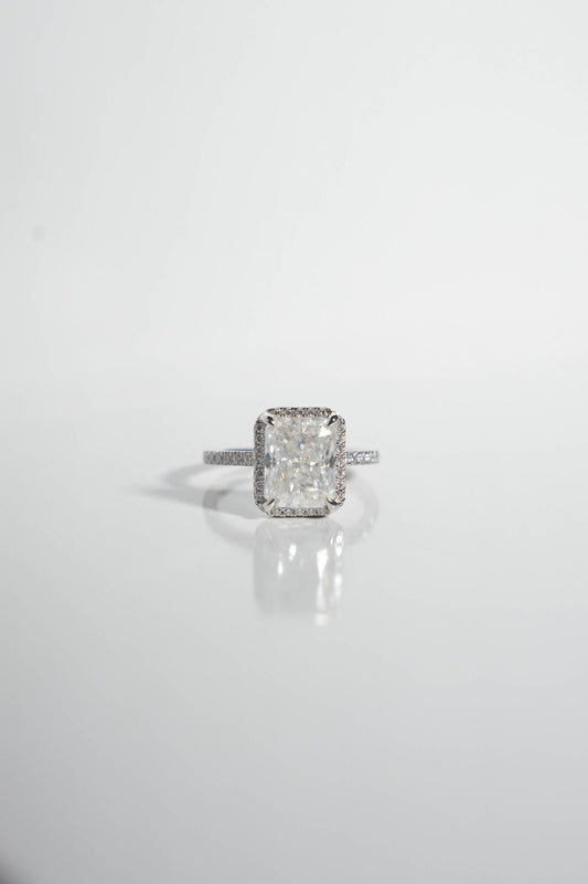 2.5 CT - 3.5 CT Radiant Cut Halo & Pave Moissanite Engagement Ring