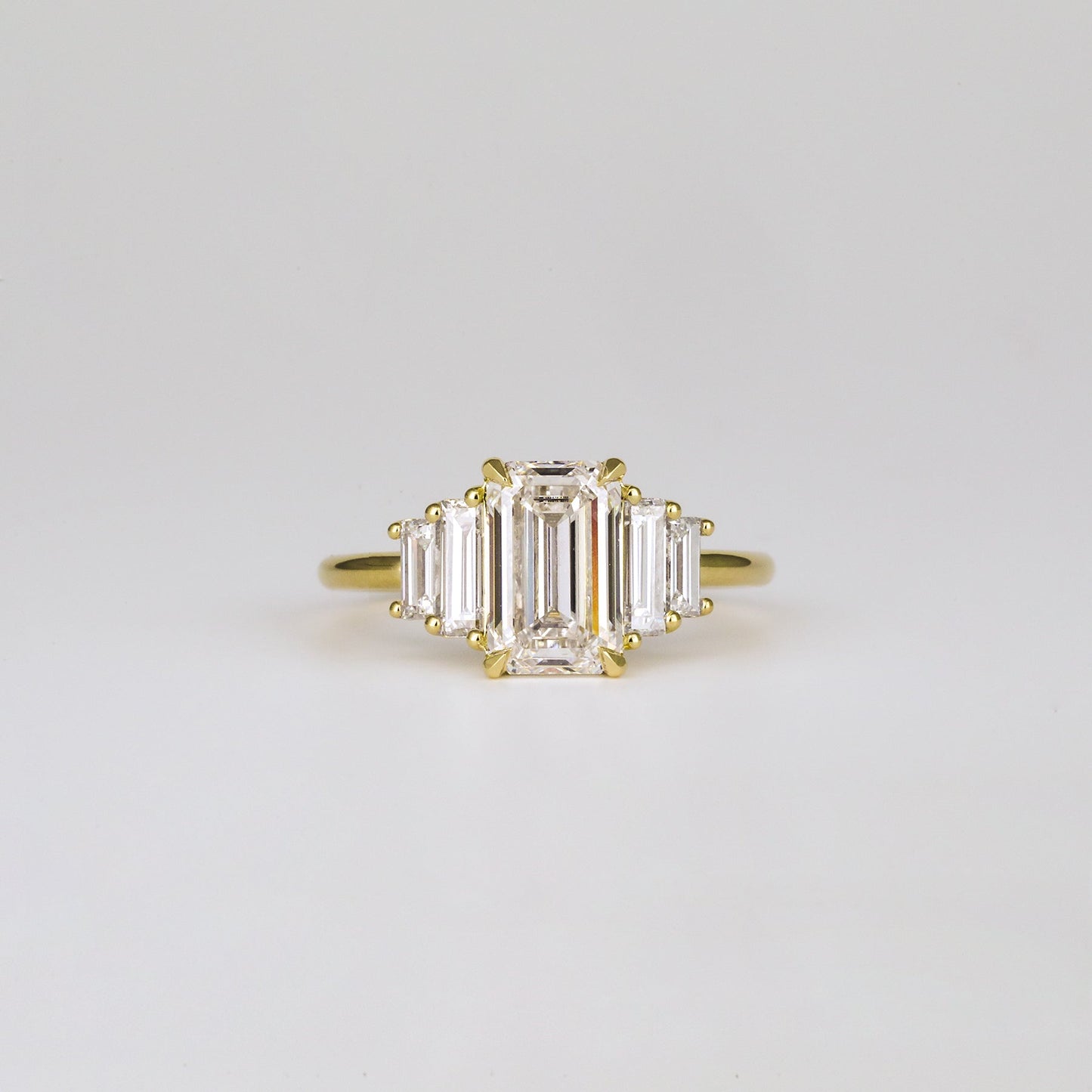 1.82 CT - 2.82 CT Emerald Cut Lab grown Diamond Five Stone Engagement Ring