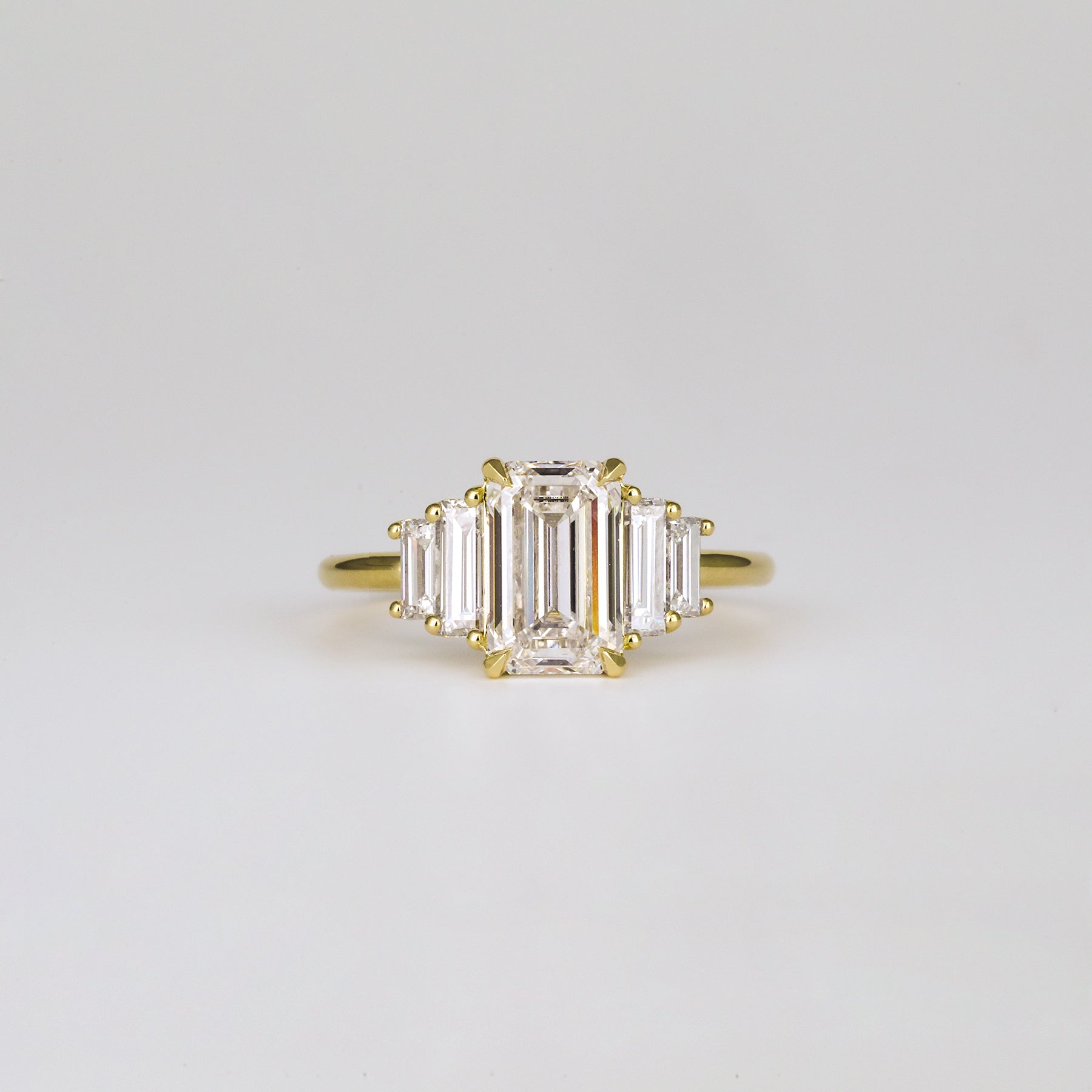 1.82 CT - 2.82 CT Emerald Cut Lab grown Diamond Five Stone Engagement Ring