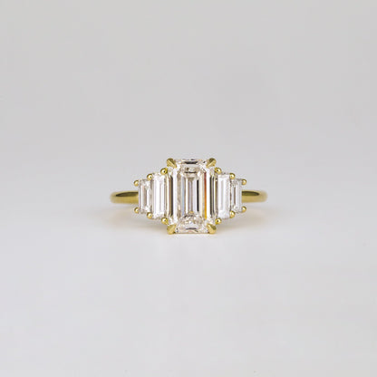 1.82 CT - 2.82 CT Emerald Cut Lab grown Diamond Five Stone Engagement Ring