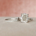 Elongated Cushion Cut Moissanite Half Eternity Bridal Set
